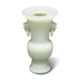 A RARE FINELY CARVED WHITE JADE VASE, GU - photo 3