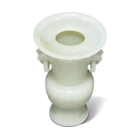 A RARE FINELY CARVED WHITE JADE VASE, GU - photo 5