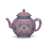 A PINK-GROUND FAMILLE ROSE TEAPOT AND COVER - photo 1