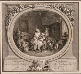 Sigismond FREUDENBERGER (1745-1801), La gaieté conjugale, Kupferstich von Nicolas DE LAUNAY (1739-17