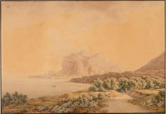 Friedrich Wilhelm MORITZ (1783-1855), Blick auf Cefalu, Aquarell, signiert und datiert 1821 - Foto 1