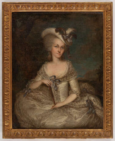 UNBEKANNTER MALER, Portrait einer Dame, Öl auf Leinwand - photo 2