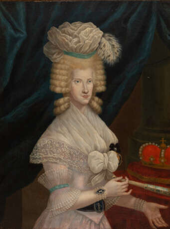 UNBEKANNTER MALER, Portrait einer Fürstin, Öl auf Leinwand, 18. Jh. - photo 1