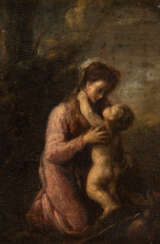 UNBEKANNTER KÜNSTLER, Madonna mit Jesuskind, Öl auf Holz