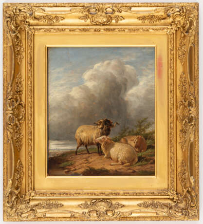 UNBEKANNTER MALER, Schafe, Öl auf Holz, 19. Jh. - Foto 2
