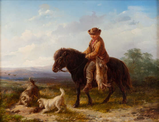 Henry PARK (1816-1871), Junge auf einem Pony und zwei Hunde, Öl auf Leinwand, signiert und datiert 1 - photo 1