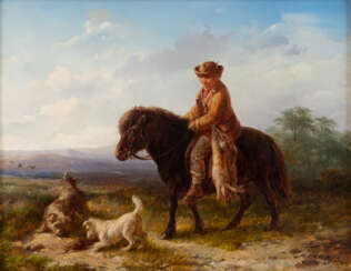 Henry PARK (1816-1871), Junge auf einem Pony und zwei Hunde, Öl auf Leinwand, signiert und datiert 1