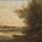 Camille Jean-Baptiste COROT (1796-1875), nach, Landschaft mit Boot am Fluss, Öl auf Leinwand, signie - фото 1