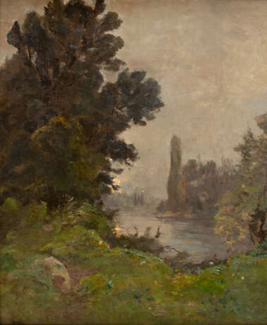 Eugène LAVIEILLE (1820-1889), Stimmungsvolle Uferlandschaft, Öl auf Leinwand, monogrammiert - Foto 1