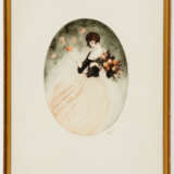 UNBEKANNTER KÜNSTLER, Elegante Damen mit Blumen, Farblithographie auf Papier, unleserlich signiert - Foto 2