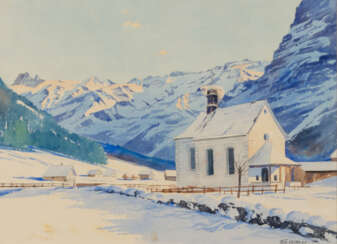 Walter EGGIMANN (1903-c.1940), Winter-Landschaft mit Kirche, Aquarell auf Papier, signiert