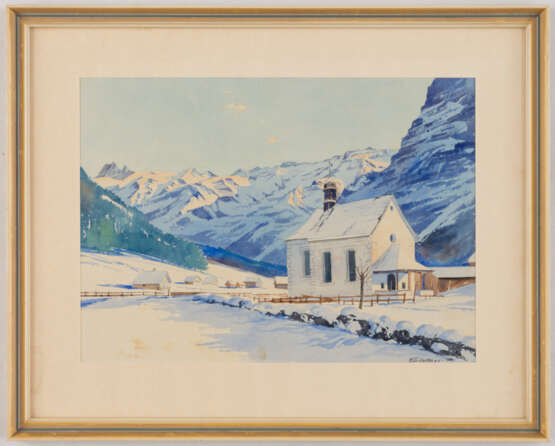 Walter EGGIMANN (1903-c.1940), Winter-Landschaft mit Kirche, Aquarell auf Papier, signiert - фото 2
