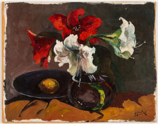 Herman HIENSCH (1912-1968), Stillleben mit Blumen, Öl auf Hartfaserplatte, signiert - фото 1