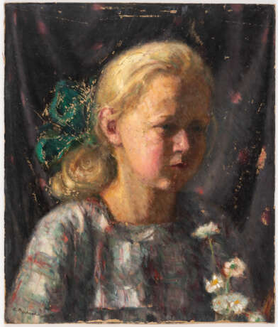 Emil PROCHAZKA (1874-1948), Portrait der Marianne Geiser, Öl auf Karton, signiert - Foto 1
