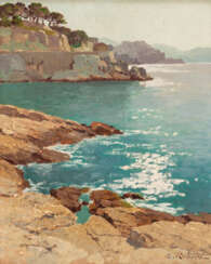 Paul Théophile ROBERT (1879-1954), Contrejour à la corniche, Öl auf Leinwand, signiert