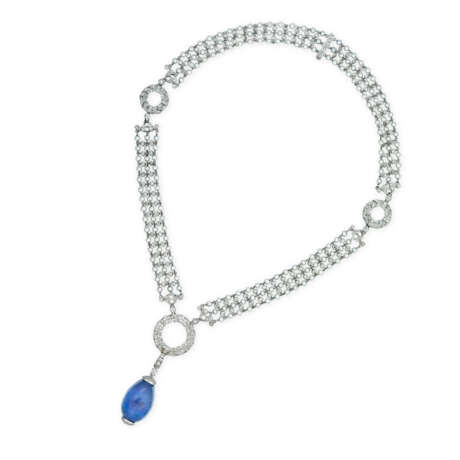 TIFFANY & CO. SAPPHIRE, DIAMOND AND SEED PEARL PENDENT NECKLACE - Foto 1