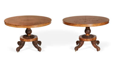 A PAIR OF GEORGE IV ELM AND BURR-ELM BREAKFAST TABLES