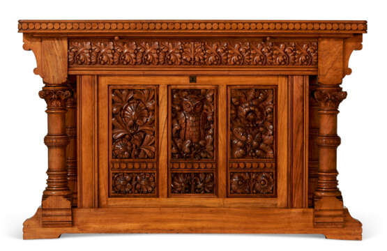 THE MARK HOPKINS FAMILY AMERICAN AESTHETIC MOVEMENT CARVED WALNUT LIBRARY TABLE - Foto 6