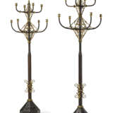 A LARGE PAIR OF REFORMED GOTHIC PATINATED-BRONZE AND BRASS TEN-LIGHT STANDING CANDELABRA - фото 1