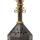 A LARGE PAIR OF REFORMED GOTHIC PATINATED-BRONZE AND BRASS TEN-LIGHT STANDING CANDELABRA - фото 4