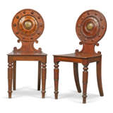 A PAIR OF LATE GEORGE IV MAHOGANY HALL CHAIRS - photo 1