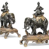 A PAIR OF FRENCH GILT AND PATINATED-BRONZE ELEPHANTS - photo 1