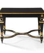 Эбония. A FRENCH EBONISED AND PARCEL-GILT CENTRE TABLE