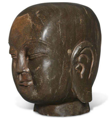 A CARVED STONE HEAD OF A LUOHAN - фото 2