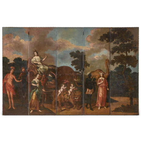 CYBELE AND THE FOUR CONTINENTS, NOW MOUNTED AS A FIVE-FOLD ROOM SCREEN - Foto 1