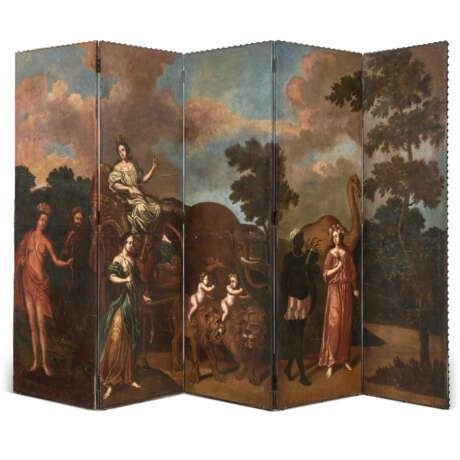 CYBELE AND THE FOUR CONTINENTS, NOW MOUNTED AS A FIVE-FOLD ROOM SCREEN - Foto 2