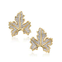 GOLD AND DIAMOND MAPLE LEAF EARRINGS