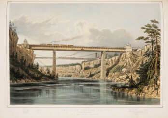 Construction of the Great Victoria Bridge in Canada