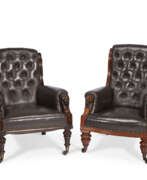 Upholstery. TWO SIMILAR VICTORIAN MAHOGANY BERGERES