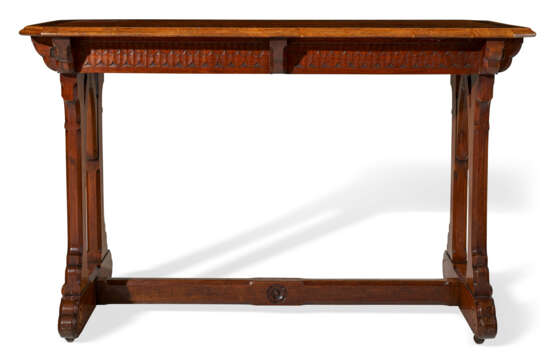 A GOTHIC REVIVAL BURL-WALNUT AND FRUITWOOD MARQUETRY CENTER TABLE - фото 2