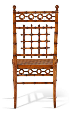 A SET OF FOUR AMERICAN FAUX BAMBOO MAPLE SIDE CHAIRS - Foto 5