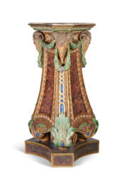 A MINTONS MAJOLICA PEDESTAL AND BASE