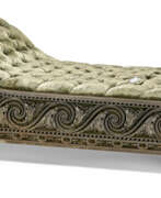 Tapisserie d'ameublement. A WROUGHT-IRON AND STEEL DAYBED