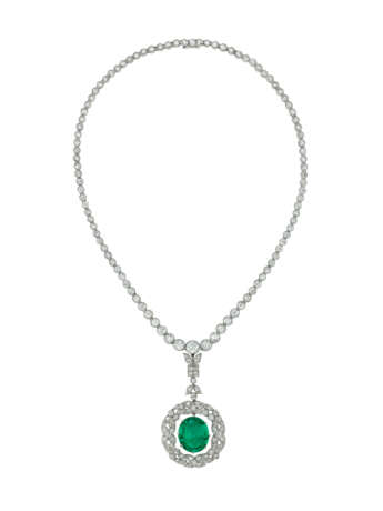 JANESICH BELLE &#201;POQUE EMERALD AND DIAMOND NECKLACE - photo 1