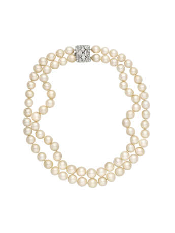 CARTIER ART DECO NATURAL PEARL, CULTURED PEARL AND DIAMOND NECKLACE - фото 5