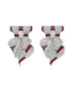 Ретро: 1940-е годы. RETRO PAIR OF RUBY AND DIAMOND CLIPS