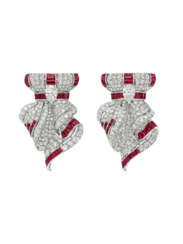 RETRO PAIR OF RUBY AND DIAMOND CLIPS