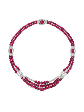 ART DECO RUBY AND DIAMOND NECKLACE - photo 1
