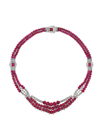 ART DECO RUBY AND DIAMOND NECKLACE - Foto 4