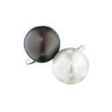 WHITE AND GRAY NATURAL PEARL CROSSOVER RING - Foto 1