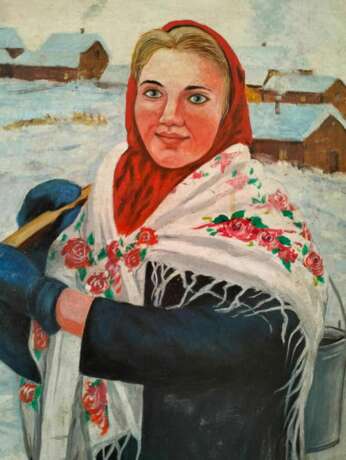 girl picture, Ölgemälde „Painting Ukrainian girl“, Sperrholz, Ölfarbe, Klassizismus, Porträt, Italien, 1999 - Foto 3