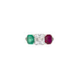 DIAMOND, RUBY AND EMERALD RING - photo 1