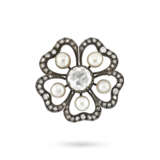 LATE 19TH CENTURY DIAMOND AND PEARL BROOCH - Foto 1