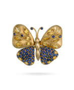 Рене Буавен. RENÉ BOIVIN SAPPHIRE AND COLOURED SAPPHIRE BUTTERFLY BROOCH