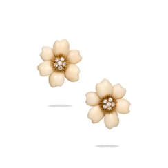 VAN CLEEF & ARPELS WHITE CORAL AND DIAMOND 'ROSE DE NOËL' EARRINGS