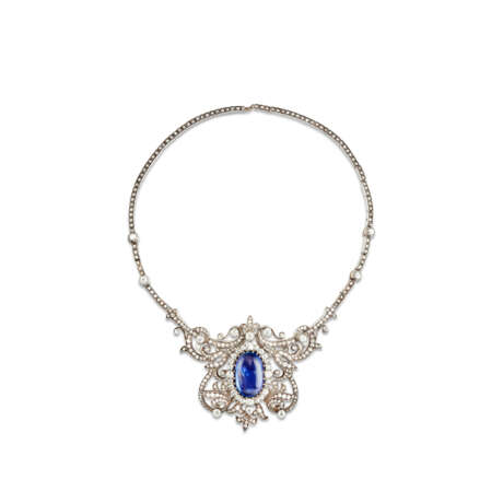 LATE 19TH CENTURY SAPPHIRE AND DIAMOND NECKLACE - Foto 1